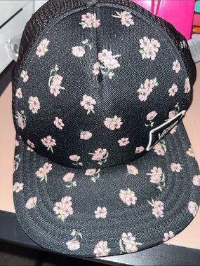 Vans Black Cap with Pink Floral Print